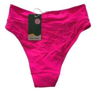 Halara Neon Pink High Waisted Bikini Bottoms Swimsuit Size S